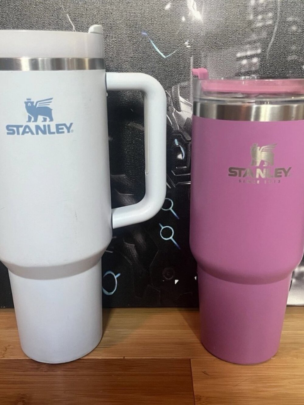 Stanley 40oz Tumbler Off White Cream W Handle & Lavander Purple 30oz Bundle